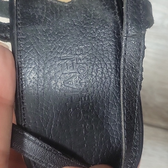 Michael Kors Black South Side Sling Back Leather Wood Platform Heels Women 8 1/2 - Picture 9 of 9